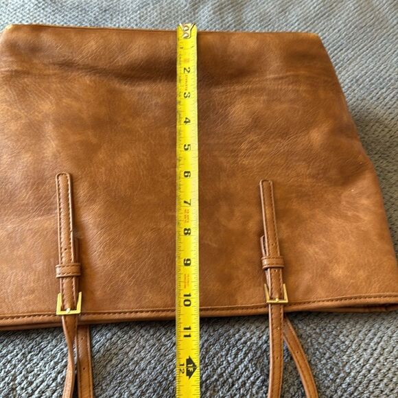 Urban Expressions‎ Brown Tote Bag Striped Interior Double Strap Buckle Detail - Picture 3 of 16